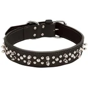Подвійний нашийник Coastal Spiked Leather для собак, з шипами, чорний, 4.25×65 см