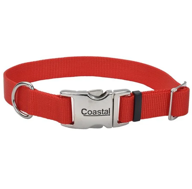 Ошейник Coastal Titan Buckle для собак, красный, 2×30-45 см
