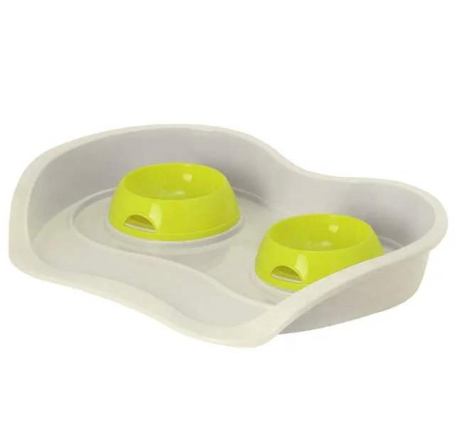 Столик с мисками Moderna Pet Menu для кошек и собак 2×200 мл, черничный, 56×39 см