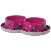 Подвійна миска Moderna Double Trendy Dinner Friends Forever для котів, яскраво-рожева, 2×350 мл, d-10 см