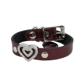 Ошейник Shiboo Double-Heart Два сердца для собак, бордовый, 25 см/1.5 см