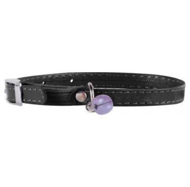 Нашийник Waudog Glamour без прикрас, з гумкою, для котів, ширина 22-30 см, 9 мм, чорний