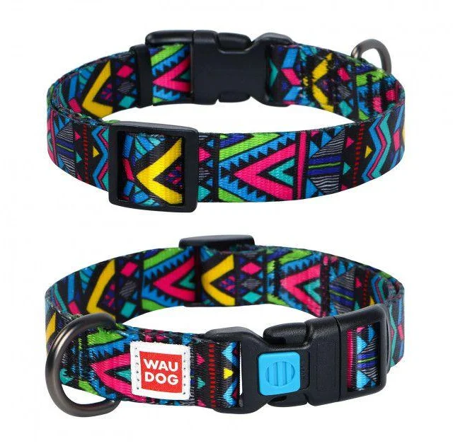 Ошейник Waudog Nylon с рисунком "Инди" ширина 15 мм, длина 23-35 см