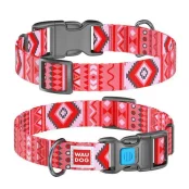 Ошейник Waudog Nylon с рисунком "Этно красный" ширина 20 мм, длина 24-40 см