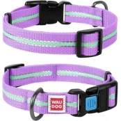 Ошейник Waudog Nylon светонакопительный, ширина 15 мм, длина 23-35 см, фиолетовый