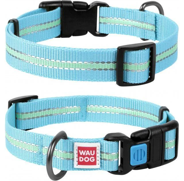 Ошейник Waudog Nylon светонакопительный, ширина 20 мм, длина 24-40 см, голубой