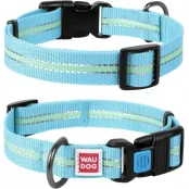 Ошейник Waudog Nylon светонакопительный, ширина 25 мм, длина 31-49 см, голубой
