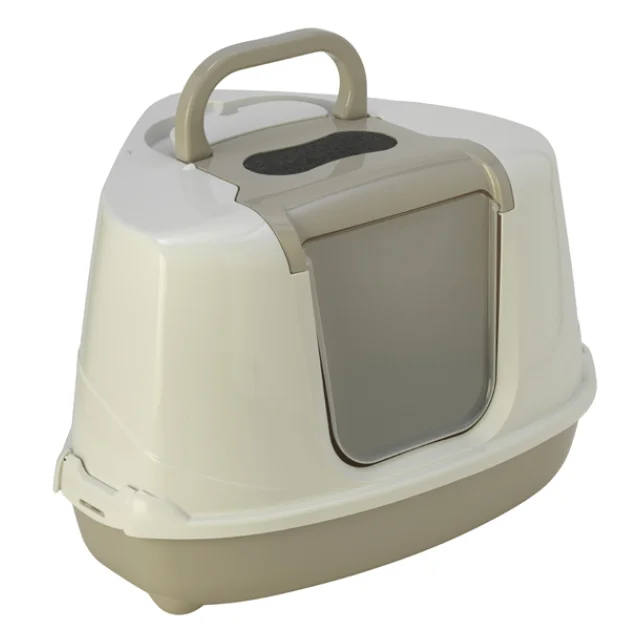 Закритий туалет Moderna Flip Cat для кішок, кутовий, сірий, 56 х 45 х 39 см