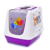Туалет Moderna Trendy Cat Friends Forever для котів c фільтром і совком, фіолетовий, 50 х 39 х 37 см