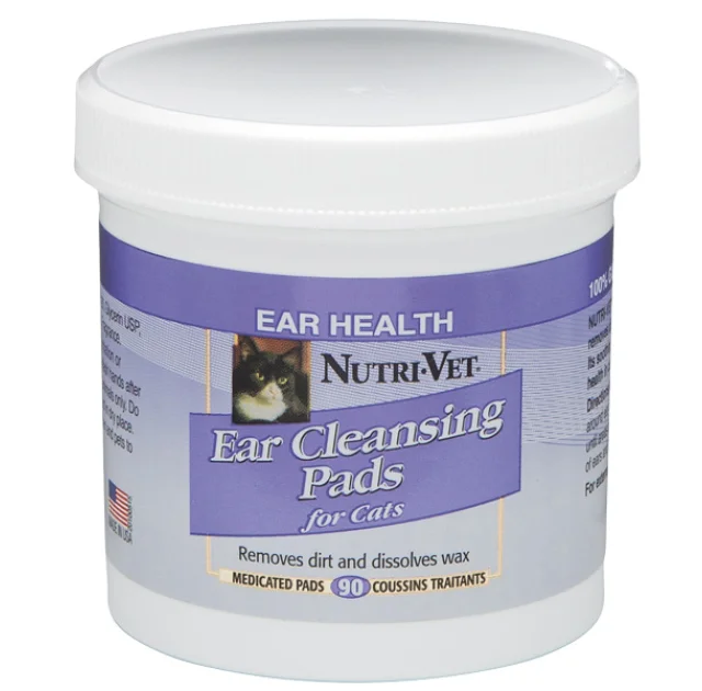Вологі серветки Nutri-Vet Feline Ear Wipe для гігієни вух для кішок, 90 шт