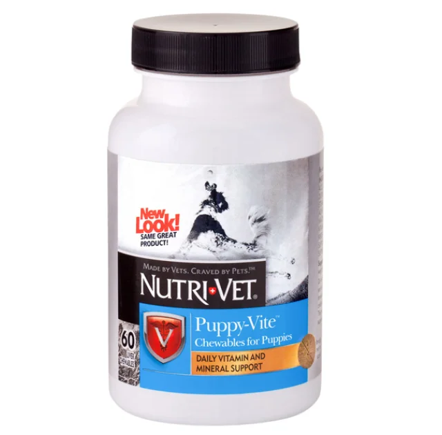Мультивітаміни Nutri-Vet Puppy-Vite для гармонійного зростання і розвитку цуценят до 9 місяців, 60 табл