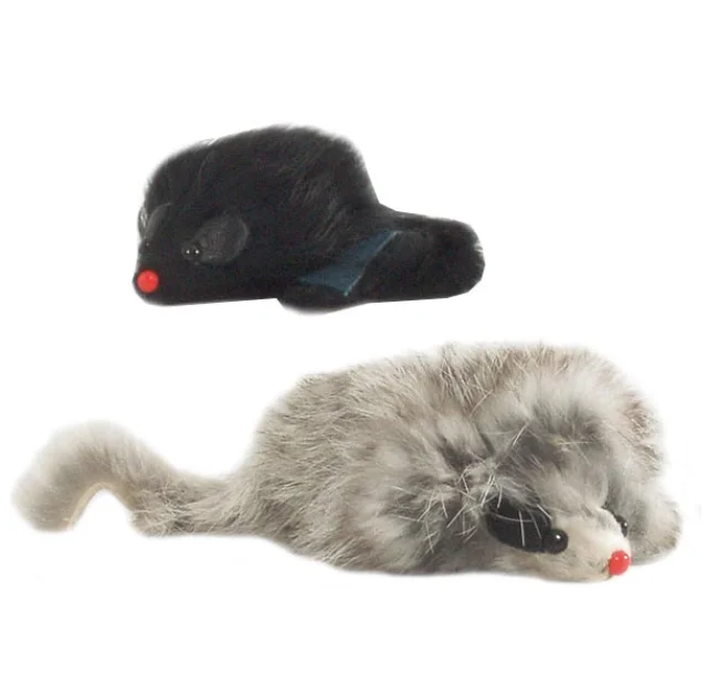 Игрушка мышь длинношерстная Pet Products с пищалкой для кошек, 7,5 см
