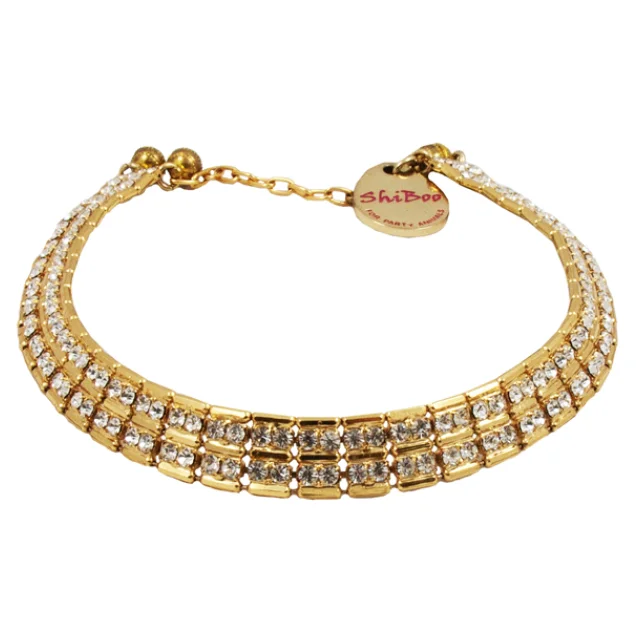 Ланцюжок Shiboo Sissi-Choker зі стразами Сваровські, для собак, золото, 30 см