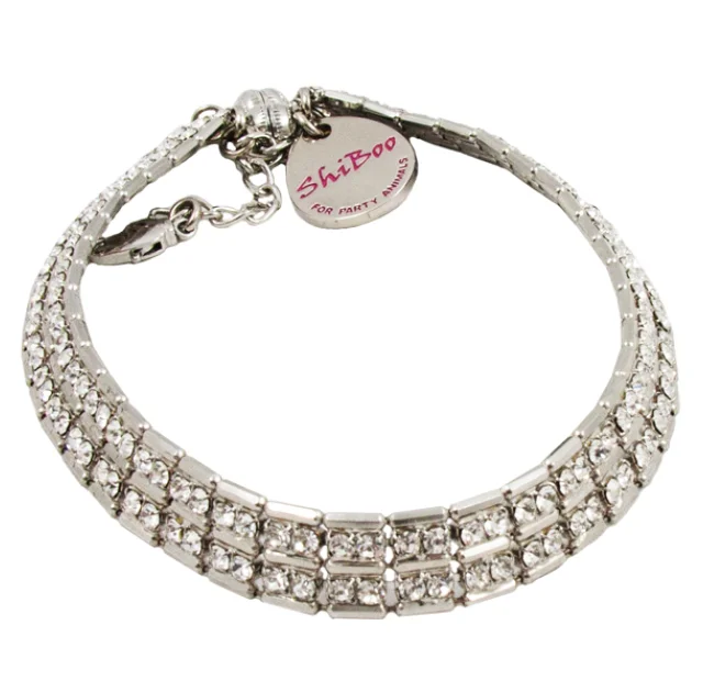 Цепочка Shiboo Sissi-Choker со стразами Сваровски, для собак, серебро, 30 см