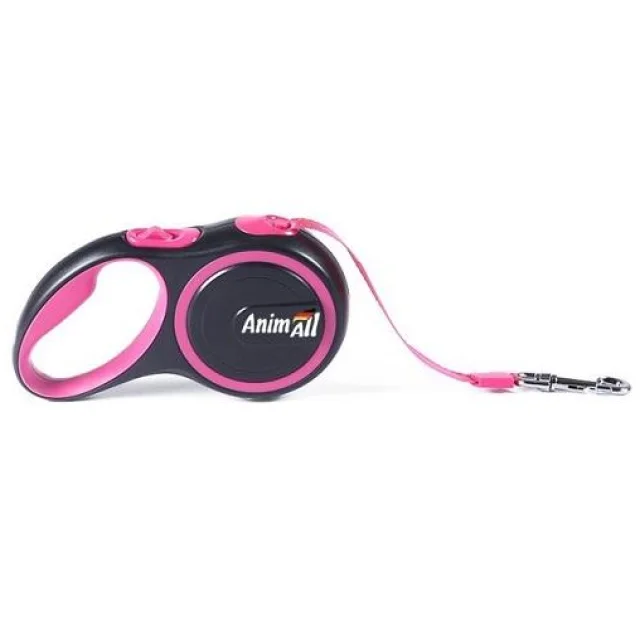 Поводок-рулетка AnimAll для собак вагою до 15 кг, 3 м, рожевий