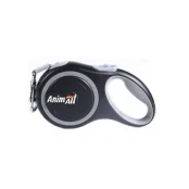 Повідець-рулетка AnimAll для собак вагою до 25 кг, 5 м, стрічка, сірий