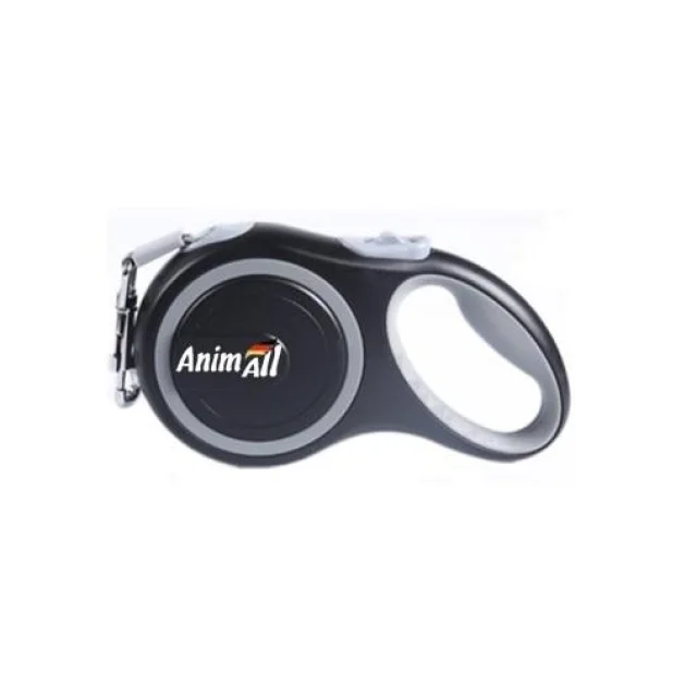 Поводок-рулетка AnimAll для собак весом до 25 кг, 5 м, лента, серый