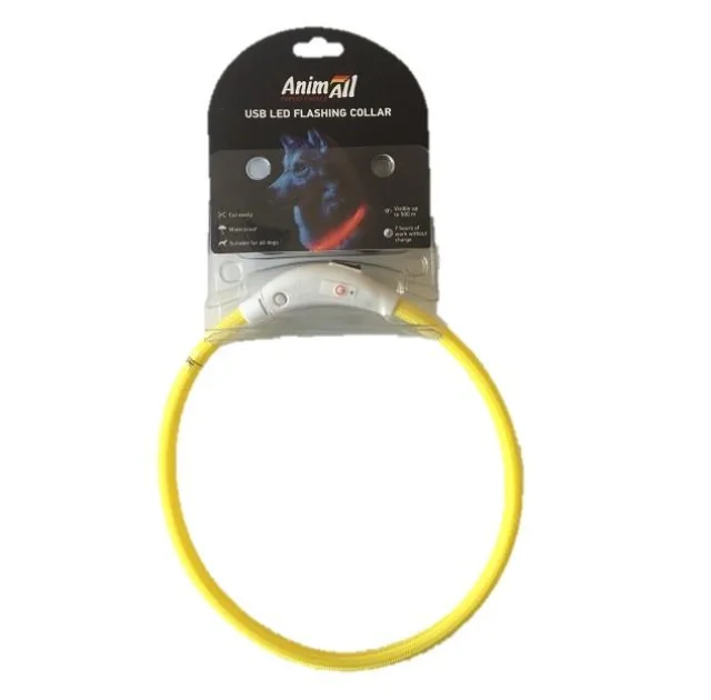 Нашийник AnimAll LED для собак, розмір M, 50 см, жовтий
