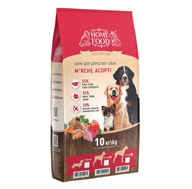 Сухой корм Home Food Premium для собак малых пород, мясное ассорти, 10 кг