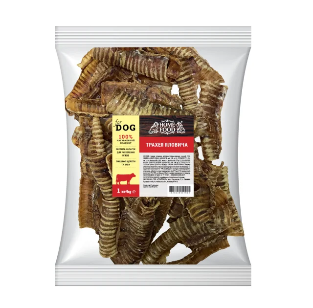 Лакомство Home Food Трахея говяжья для взрослых собак, 1 кг