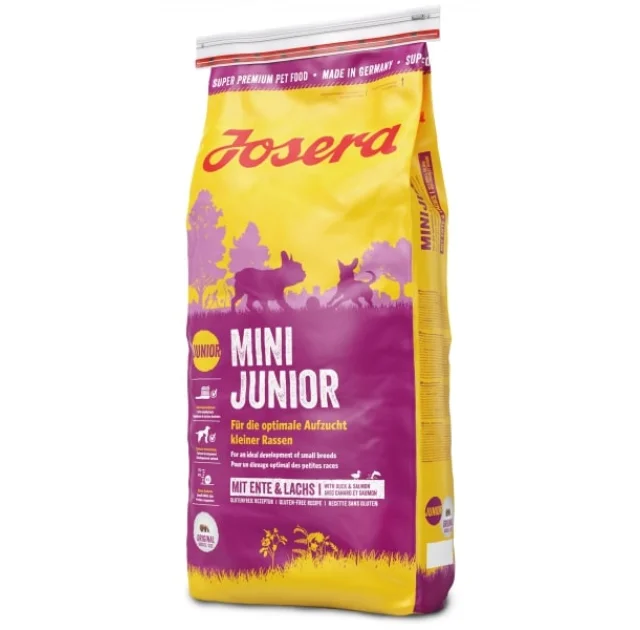 Сухой корм Josera Mini Junior для подрастающих собак малых пород с 3-й недели жизни, с уткой и лососем, 15 кг