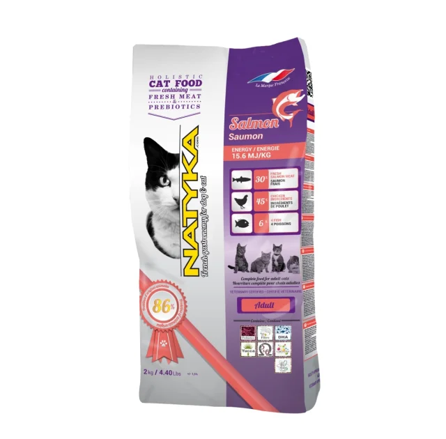 Сухий корм Natyka Cats Adult Salmon Холістік для дорослих кішок, з лососем, 2 кг