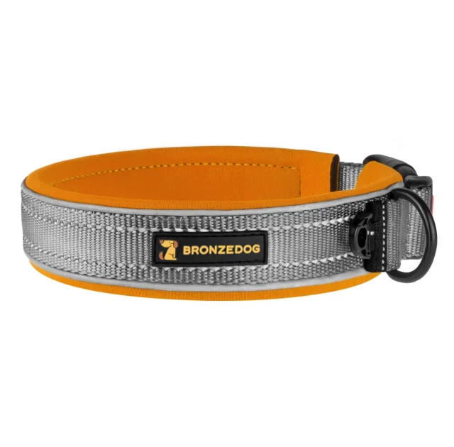 Ошейник из неопрена BronzeDog Active для собак, со светоотражением, 25 мм/43-51 см, оранжевый, 52Т