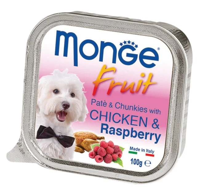 Вологий корм MONGE DOG FRUIT з куркою і малиною, 100 г