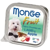 Вологий корм MONGE DOG FRUIT з ягням і яблуком, 100 г