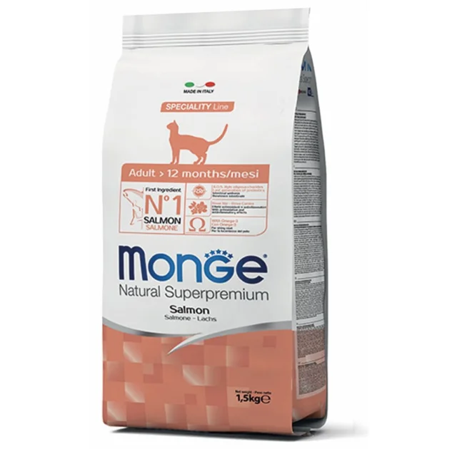 Сухой корм MONGE CAT Adult с лососем, 1.5 кг