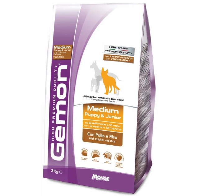 Сухой корм GEMON  DOG Medium Puppy & Junior курица с рисом 3 кг