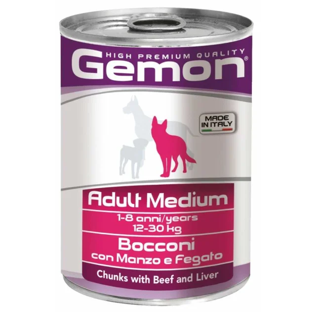 Влажный корм GEMON DOG  WET Medium Adult  кусочки с говядиной и печенью 0,415 кг
