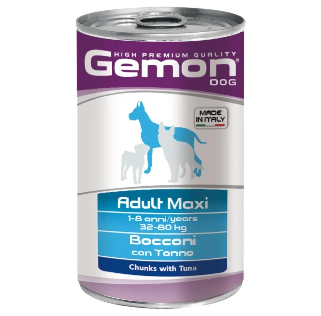 Вологий корм GEMON DOG WET Maxi Adult шматочки з тунцем 1,25 кг