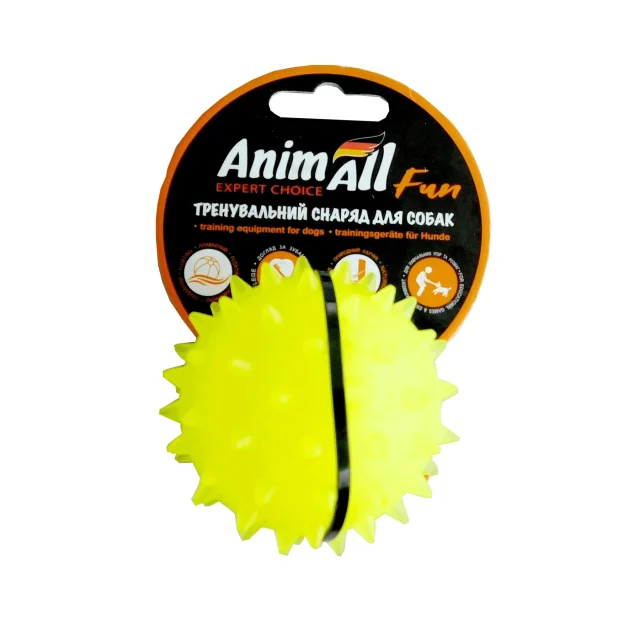 Іграшка AnimAll Fun м'яч каштан для собак, 7 см, жовта