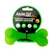 Игрушка AnimAll Fun кость для собак, люминесцентная, 12 см, зеленая(откл)