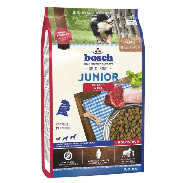 Сухой корм Bosch HPC Junior с ягнёнком и рисом, для щенков, 3 кг
