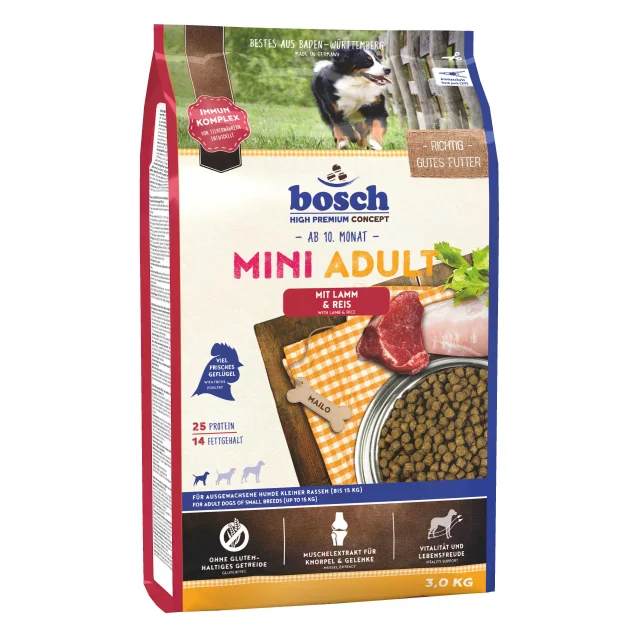 Сухой корм Bosch HPC Mini Adult с ягнёнком и рисом, для собак, 15 кг