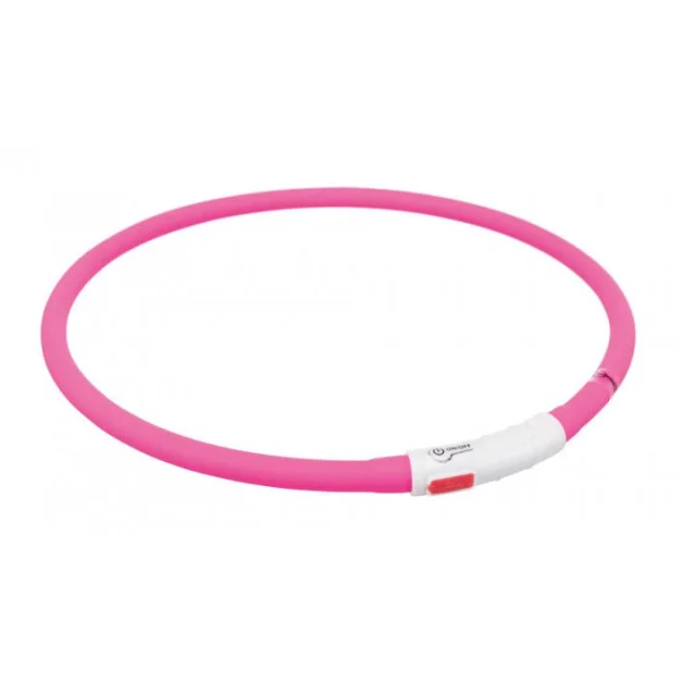 Ошейник Trixie Flash Light USB XS-XL светящийся, 70 см х 10 мм, розовый