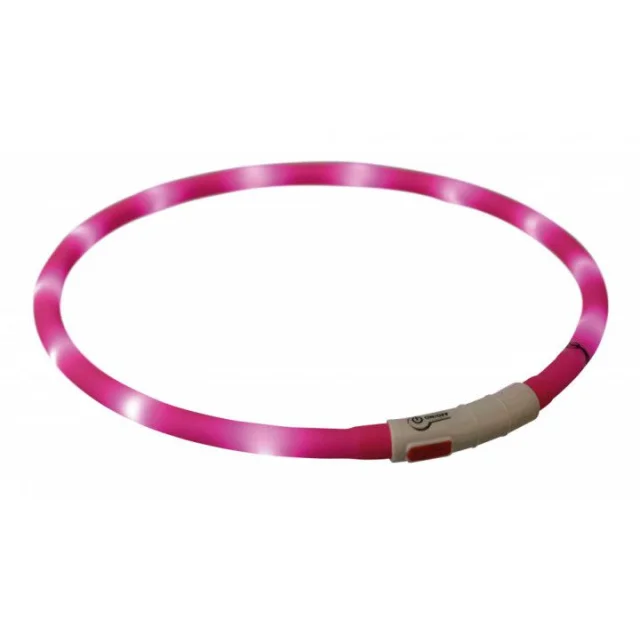 Ошейник Trixie Flash Light USB XS-XL светящийся, 70 см х 10 мм, розовый