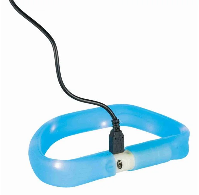 Ошейник Trixie Flash Light USB L-XL светящийся, 70 см х 30 мм, синий
