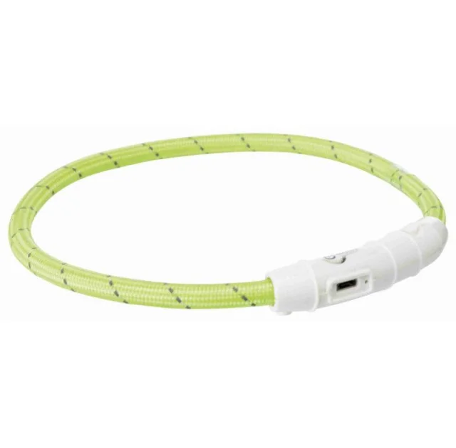 Ошейник Trixie Flash Light USB L-XL светящийся, с отражающей полосой, 65 см х 7 мм, зеленый