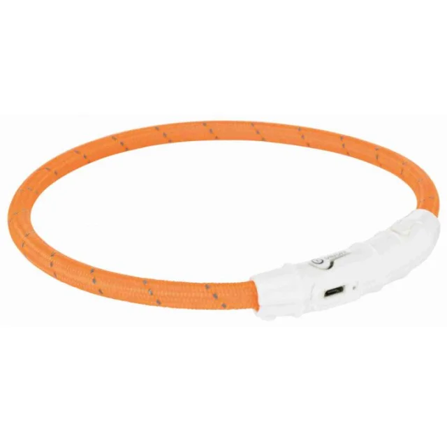 Ошейник Trixie Flash Light USB L-XL светящийся, с отражающей полосой, 65 см х 7 мм, оранжевый
