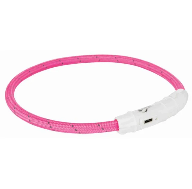 Нашийник Trixie Flash Light USB ML світиться, з відображає смугою, 45 см х 7 мм, рожевий