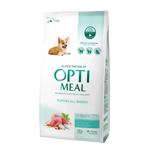 Сухой корм Optimeal для щенков всех пород, с индейкой, 1.5 кг