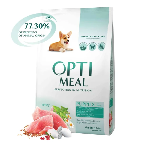 Сухой корм Optimeal для щенков всех пород, с индейкой, 4 кг