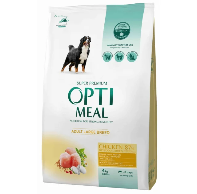 Сухий корм Optimeal для дорослих собак великих порід, з куркою, 4 кг