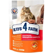 Сухий корм Клуб 4 Лапи Hairball Control Adult Premium для виведення шерсті для дорослих кішок, 300 г