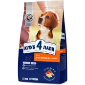 Сухий корм Клуб 4 Лапи Adult Medium Breeds Premium для дорослих собак середніх порід від 11 до 25 кг, 2 кг