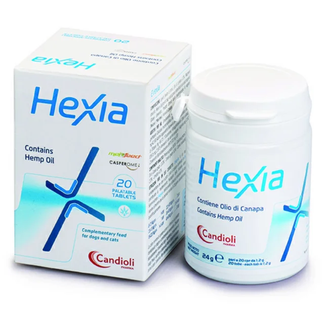 Обезболивающая добавка Candioli Hexia Contains Hemp Oil с экстрактом босвеллии для собак и кошек, 20 шт