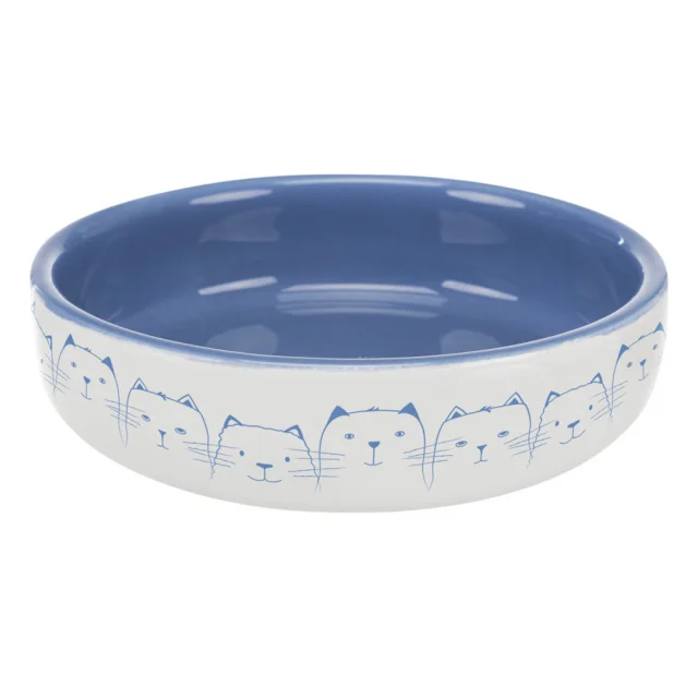 Миска Trixie для коротконосых котов, керамика, голубо-белая, 300 мл, 15 см
